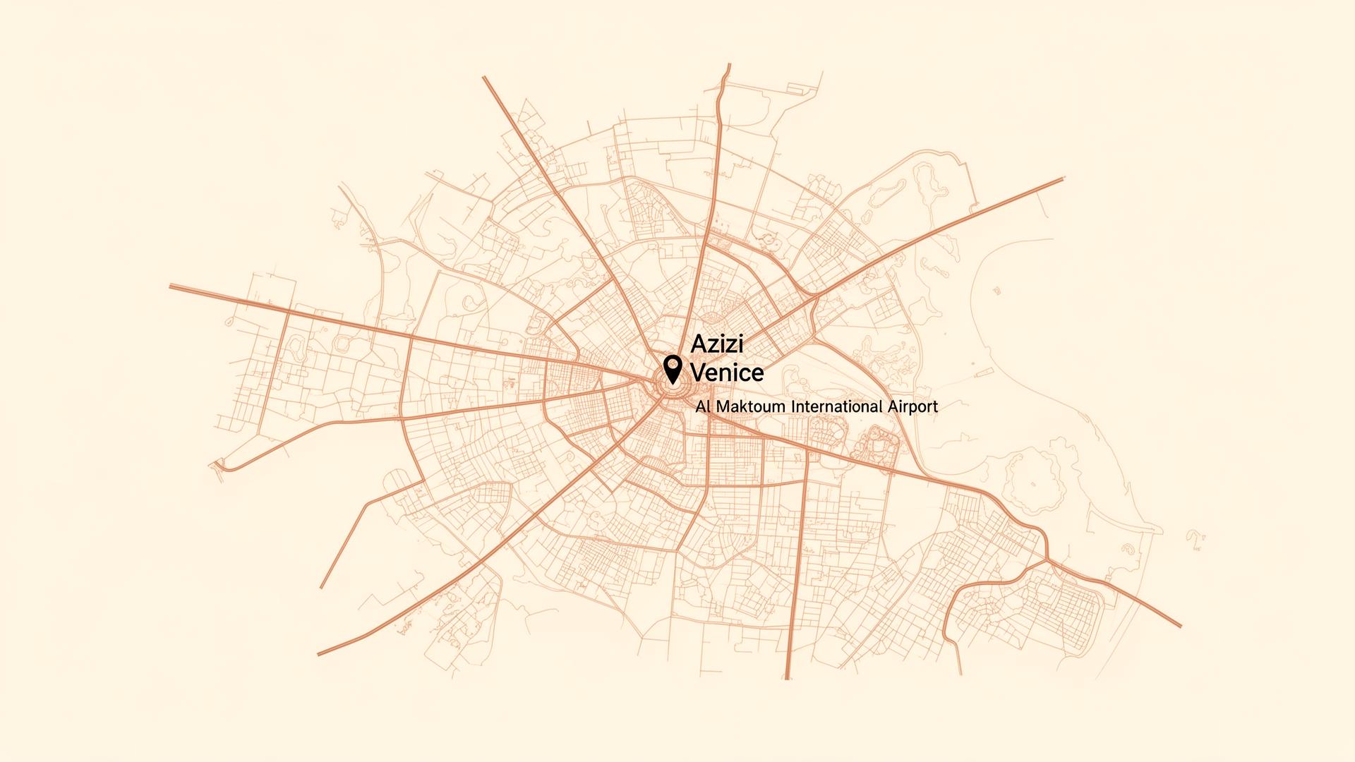 Map of Azizi Venice within Dubai South